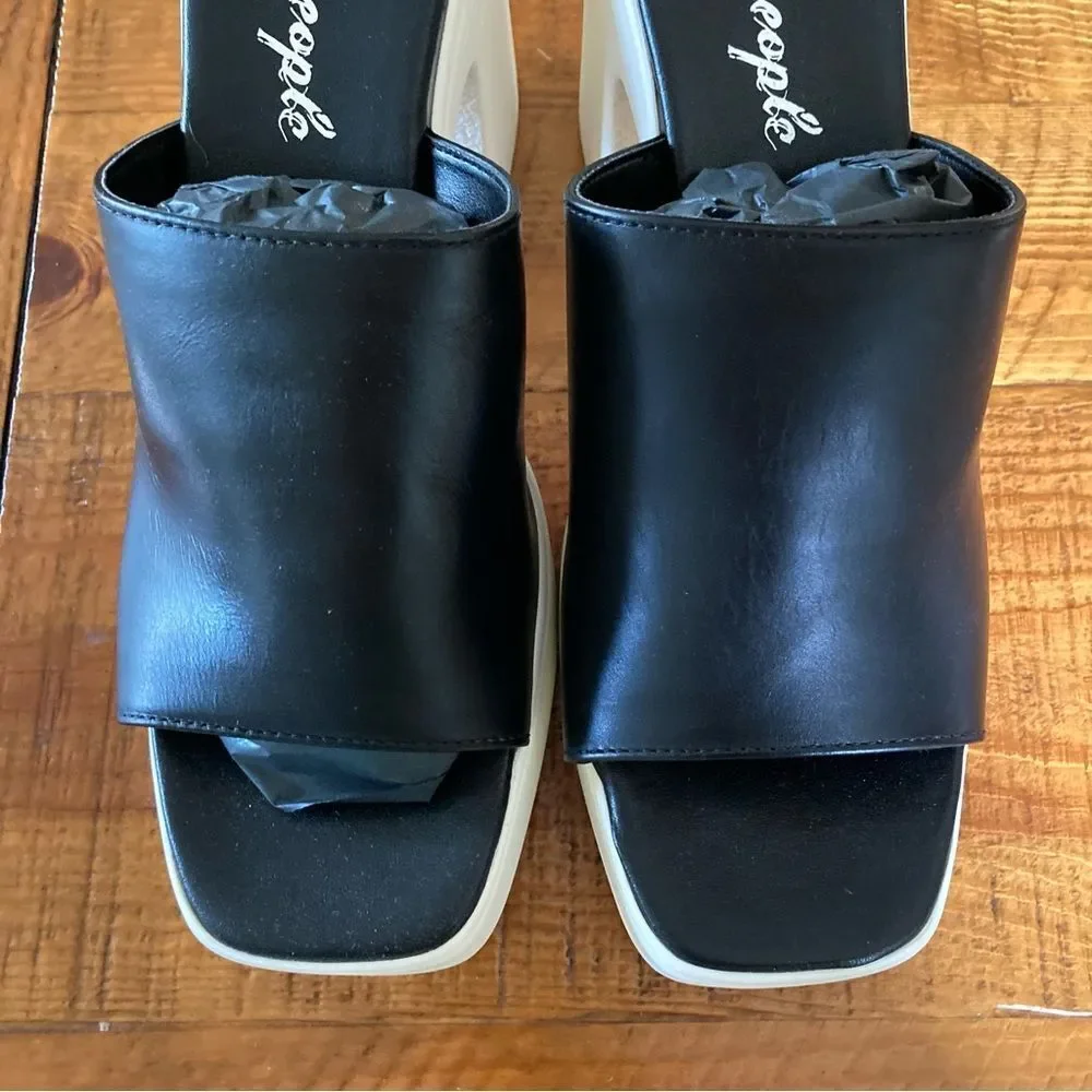 NEW Free People Zoe Platform Slide Sandals Black Noir Made in Italy Size EU 41